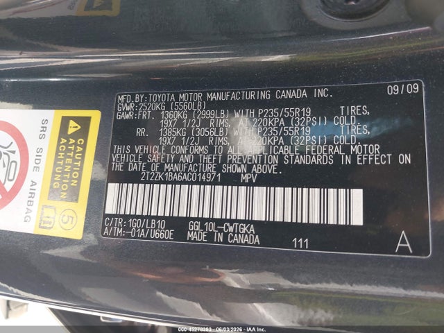 Aukcja sprzedaży 2010 Lexus Rx 350, vin: 2T2ZK1BA6AC014971, numer aukcji: 45278383