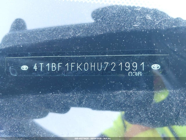Aukcja sprzedaży 2017 Toyota Camry Se, vin: 4T1BF1FK0HU721991, numer aukcji: 45278420