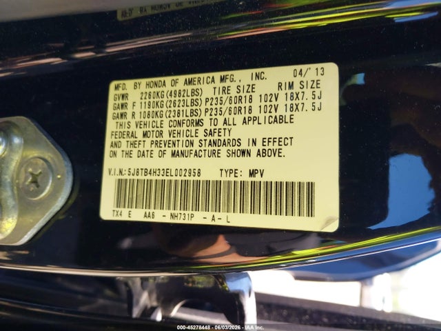 2014 Acura Rdx მანქანა იყიდება აუქციონზე, vin: 5J8TB4H33EL002958, აუქციონის ნომერი: 45278448