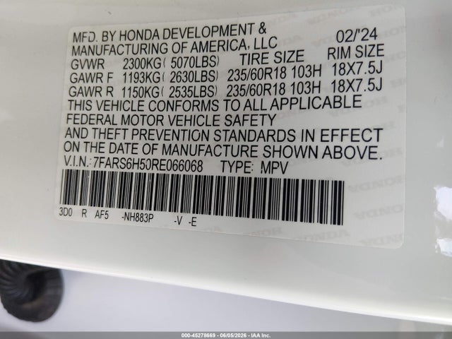 7FARS6H50RE066068 Honda Cr-v Hybrid Sport