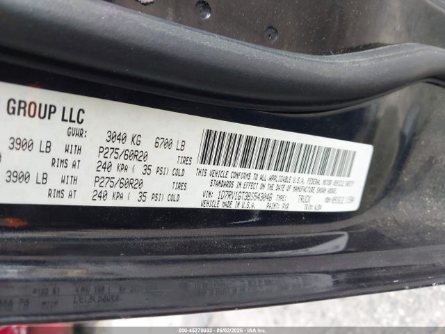 2011 Ram Ram 1500 Sport მანქანა იყიდება აუქციონზე, vin: 1D7RV1GT3BS543046, აუქციონის ნომერი: 45278693