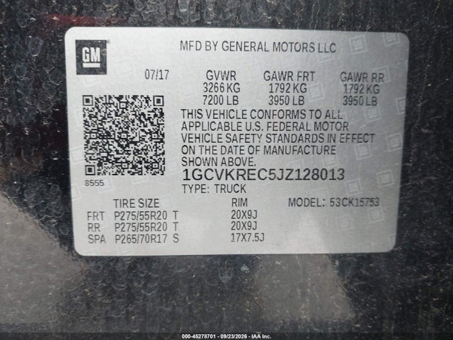 Продажа на аукционе авто 2018 Chevrolet Silverado 1500 1lt, vin: 1GCVKREC5JZ128013, номер лота: 45278701