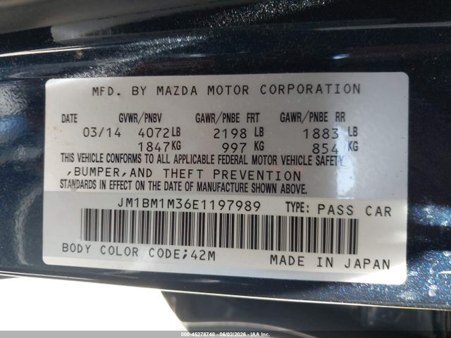 Aukcja sprzedaży 2014 Mazda Mazda3 S Grand Touring, vin: JM1BM1M36E1197989, numer aukcji: 45278740