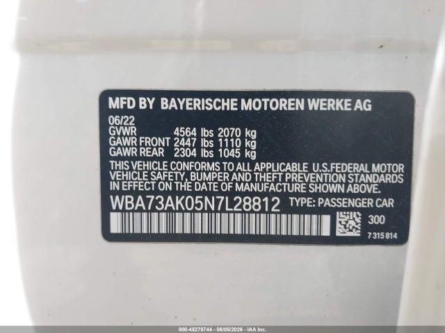 WBA73AK05N7L28812 BMW 228 Gran Coupe I Xdrive