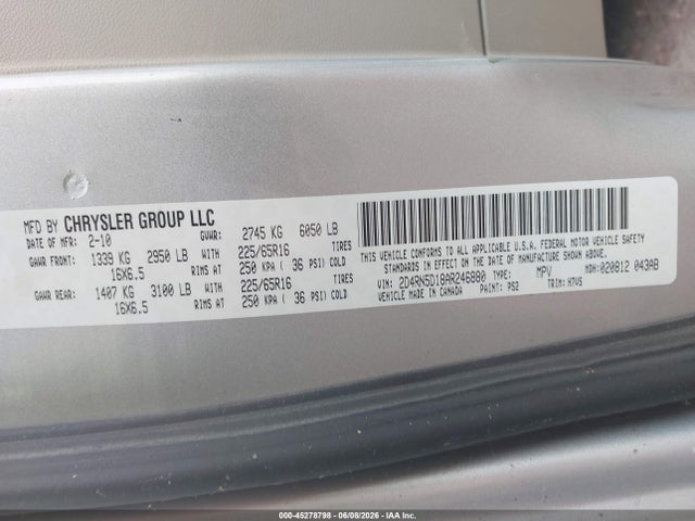 Aukcja sprzedaży 2010 Dodge Grand Caravan Sxt, vin: 2D4RN5D18AR246880, numer aukcji: 45278798