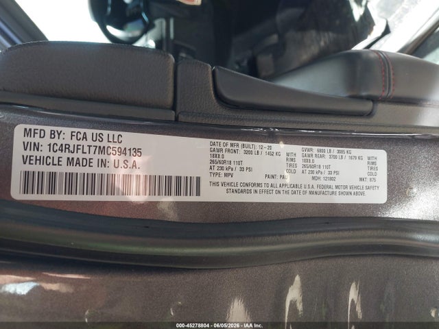 1C4RJFLT7MC594135 Jeep Grand Cherokee Trailhawk 4x4