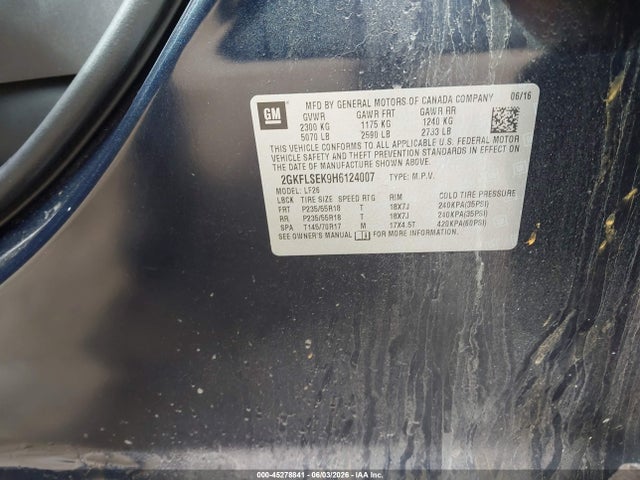 Продаж на аукціоні авто 2017 Gmc Terrain Sle-1, vin: 2GKFLSEK9H6124007, номер лоту: 45278841