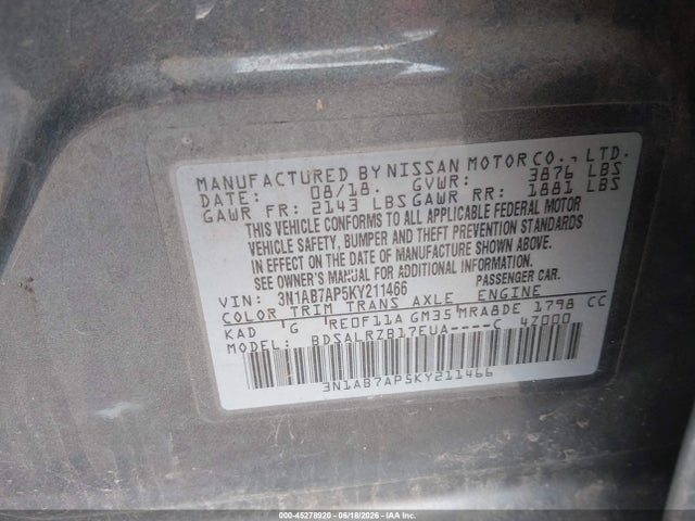 Nissan SENTRA SR 2019 3N1AB7AP5KY211466 Image 9