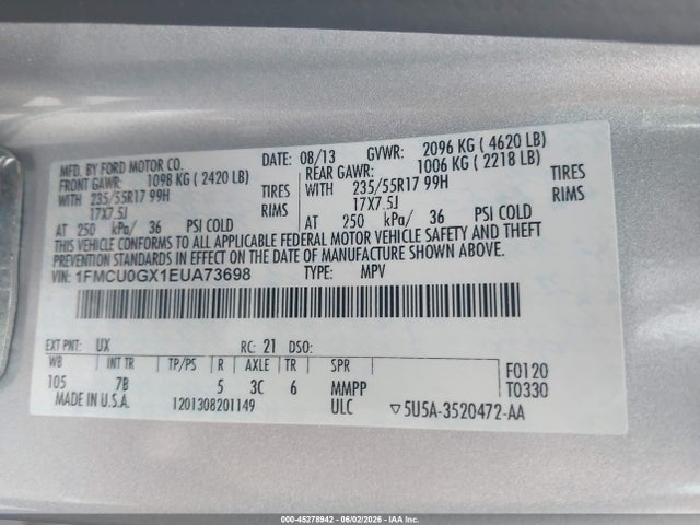 Aukcja sprzedaży 2014 Ford Escape Se, vin: 1FMCU0GX1EUA73698, numer aukcji: 45278942