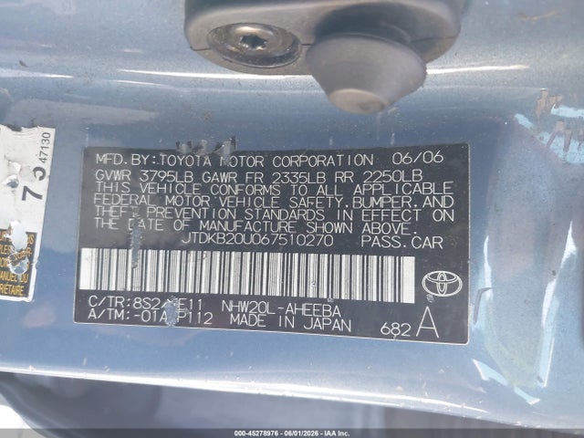 Продаж на аукціоні авто 2006 Toyota Prius, vin: JTDKB20U067510270, номер лоту: 45278976