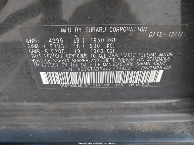 4S3GTAB6XJ3724453 Subaru Impreza 2.0i Premium