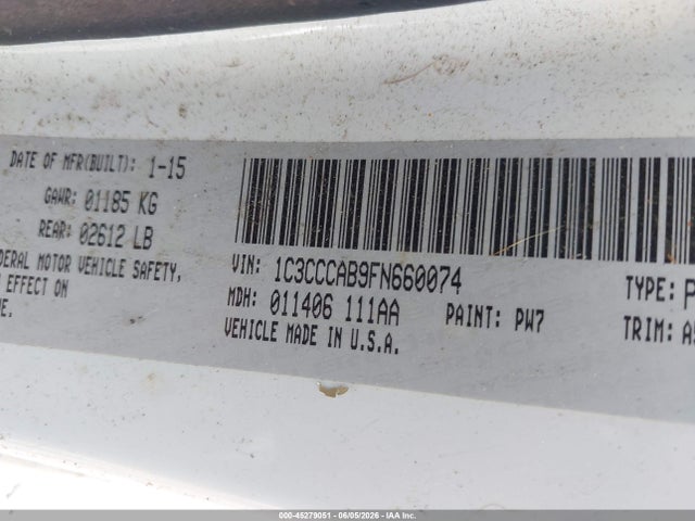 Продаж на аукціоні авто 2015 Chrysler 200 Limited, vin: 1C3CCCAB9FN660074, номер лоту: 45279051