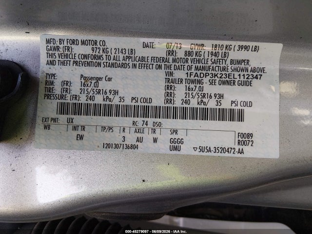Ford FOCUS SE 2014 1FADP3K23EL112347 Image 9