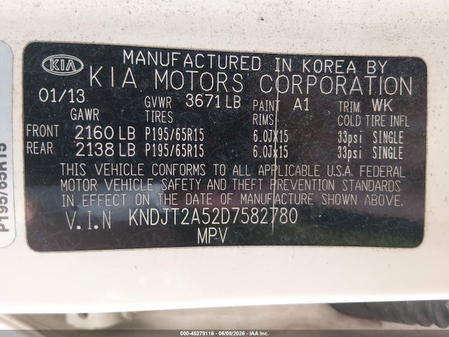 Продажа на аукционе авто 2013 Kia Soul, vin: KNDJT2A52D7582780, номер лота: 45279116