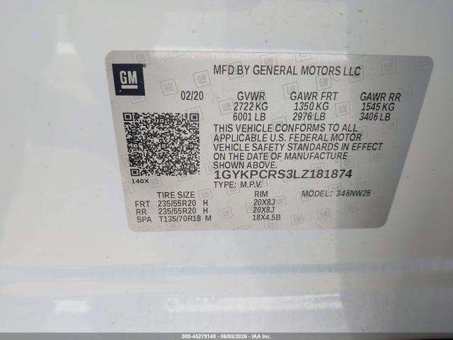 Продажа на аукционе авто 2020 Cadillac Xt6 Fwd Premium Luxury, vin: 1GYKPCRS3LZ181874, номер лота: 45279140