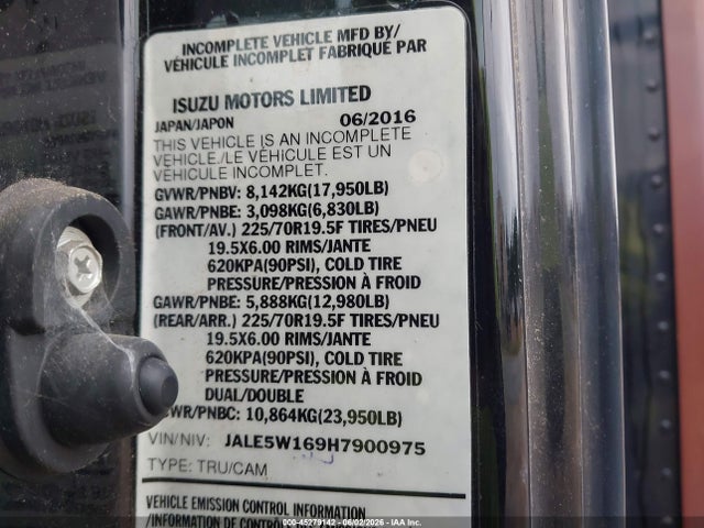 2017 Isuzu Nqr Dsl Reg At მანქანა იყიდება აუქციონზე, vin: JALE5W169H7900975, აუქციონის ნომერი: 45279142