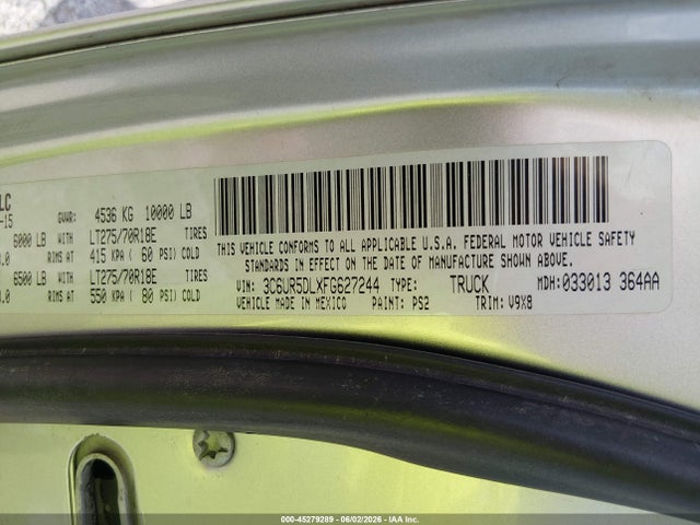3C6UR5DLXFG627244 RAM 2500 Slt