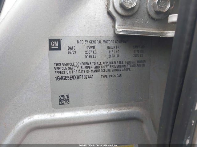 Продаж на аукціоні авто 2010 Buick Lacrosse Cxs, vin: 1G4GE5EVXAF107441, номер лоту: 45279343