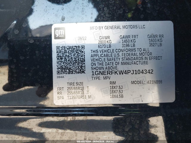 1GNERFKW4PJ104342 Chevrolet Traverse Fwd Ls