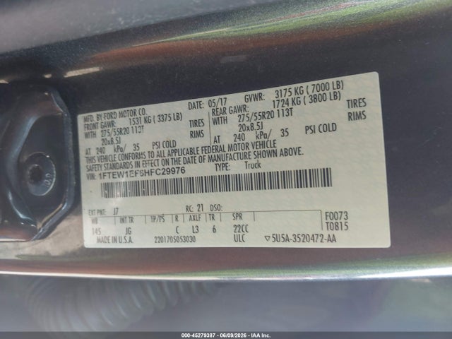 Aukcja sprzedaży 2017 Ford F-150 Xl, vin: 1FTEW1EF6HFC29976, numer aukcji: 45279387