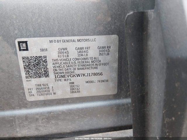 Auction sale of the 2019 Chevrolet Traverse 1lt, vin: 1GNEVGKW7KJ178056, lot number: 45279440