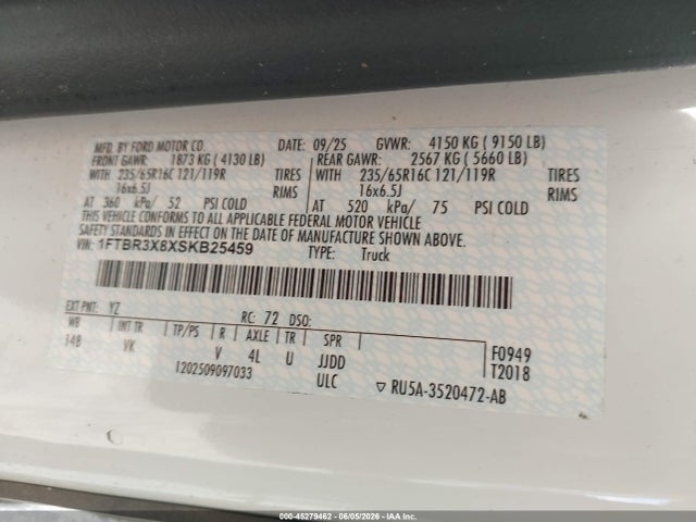 Продаж на аукціоні авто 2025 Ford Transit-250 Cargo Van, vin: 1FTBR3X8XSKB25459, номер лоту: 45279462