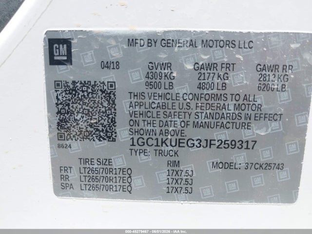Chevrolet Silverado 2500hd Wt 2018 1GC1KUEG3JF259317 Image 9