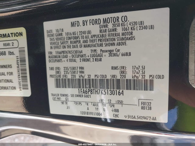 Ford Mustang Ecoboost 2019 1FA6P8TH7K5130164 Image 9