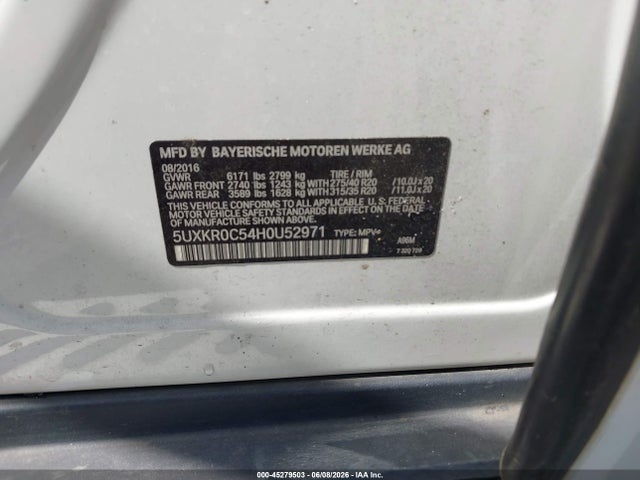 Aukcja sprzedaży 2017 Bmw X5 Xdrive35i, vin: 5UXKR0C54H0U52971, numer aukcji: 45279503