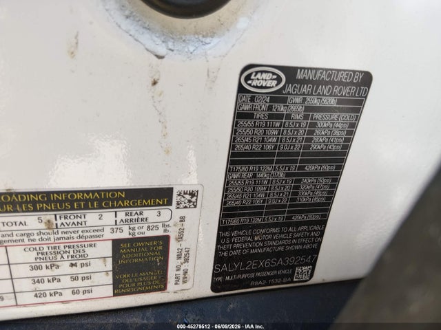 Продаж на аукціоні авто 2025 Land Rover Range Rover Velar P250 Dynamic Se, vin: SALYL2EX6SA392547, номер лоту: 45279512