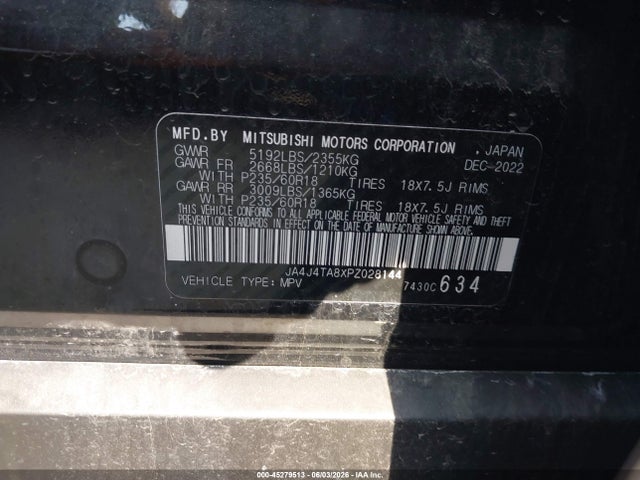 Продаж на аукціоні авто 2023 Mitsubishi Outlander Es 2.5 S-awc, vin: JA4J4TA8XPZ028144, номер лоту: 45279513