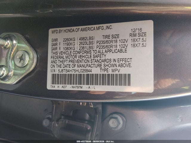 Aukcja sprzedaży 2017 Acura Rdx Advance Package, vin: 5J8TB4H75HL025844, numer aukcji: 45279546