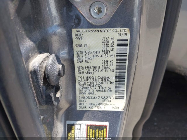 Aukcja sprzedaży 2019 Nissan Frontier Sv-i4, vin: 1N6BD0CTXKN738233, numer aukcji: 45279573