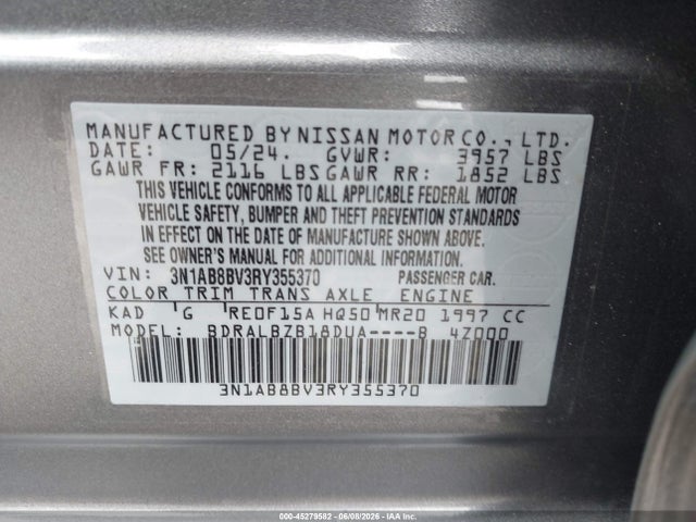 Продажа на аукционе авто 2024 Nissan Sentra S Xtronic Cvt, vin: 3N1AB8BV3RY355370, номер лота: 45279582