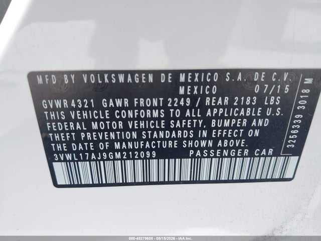 3VWL17AJ9GM212099 Volkswagen Jetta 1.8t Sel