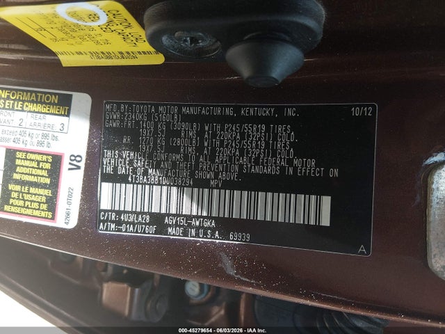 Продажа на аукционе авто 2013 Toyota Venza Xle, vin: 4T3BA3BB1DU038294, номер лота: 45279654