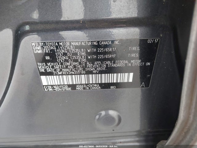 Toyota Rav4 Xle 2017 2T3WFREV3HW355186 Image 9
