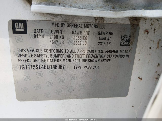 Продаж на аукціоні авто 2014 Chevrolet Impala 1lt, vin: 1G1115SL4EU148067, номер лоту: 45279778