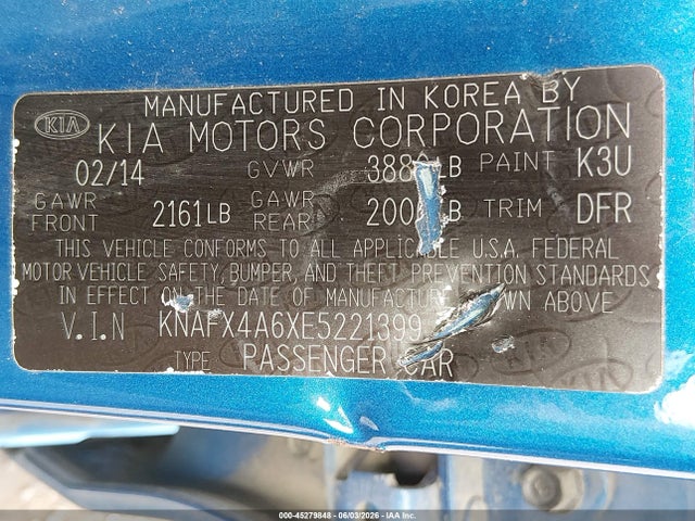 Продаж на аукціоні авто 2014 Kia Forte Lx, vin: KNAFX4A6XE5221399, номер лоту: 45279848