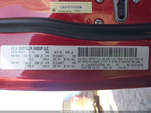 Jeep Patriot Latitude 2015 1C4NJPFB7FD157546 Image 9