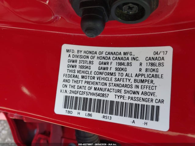 Honda Civic Lx 2017 2HGFC2F57HH540857 Image 9