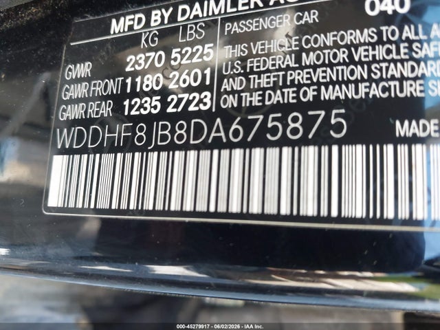 45279917 :رقم المزاد ، WDDHF8JB8DA675875 vin ، 2013 Mercedes-benz E 350 4matic مزاد بيع