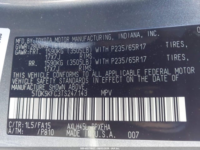 Toyota SIENNA LE 2026 5TDKSKFC3TS247143 Image 9