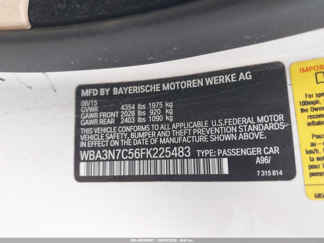 Aukcja sprzedaży 2015 Bmw 428i, vin: WBA3N7C56FK225483, numer aukcji: 45280007