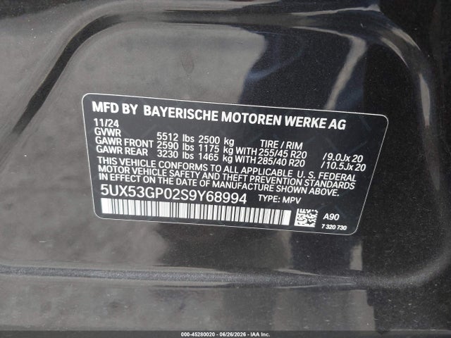 BMW X3 30 Xdrive 2025 5UX53GP02S9Y68994 Image 9