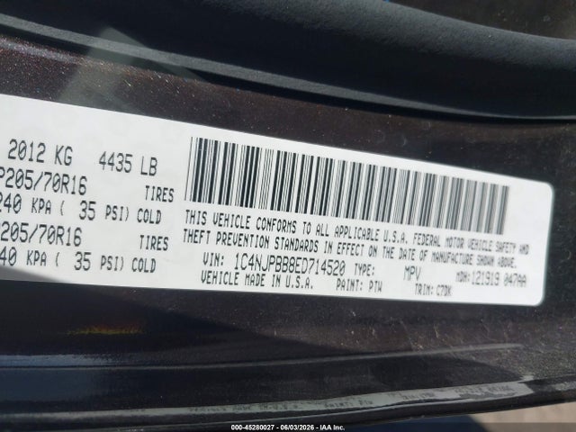 Aukcja sprzedaży 2014 Jeep Patriot Sport, vin: 1C4NJPBB8ED714520, numer aukcji: 45280027