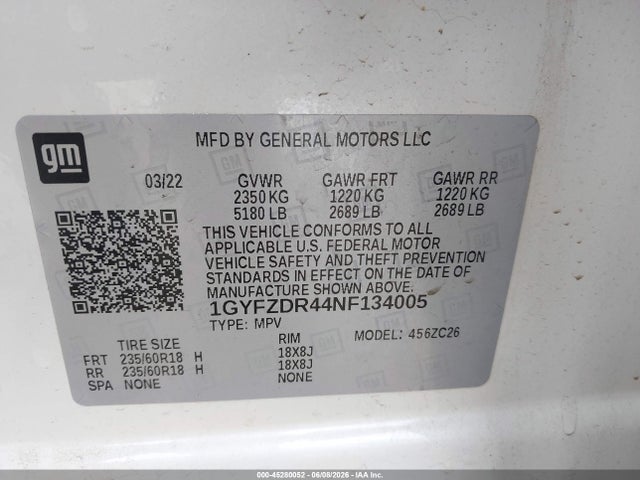 Продаж на аукціоні авто 2022 Cadillac Xt4 Awd Premium Luxury, vin: 1GYFZDR44NF134005, номер лоту: 45280052