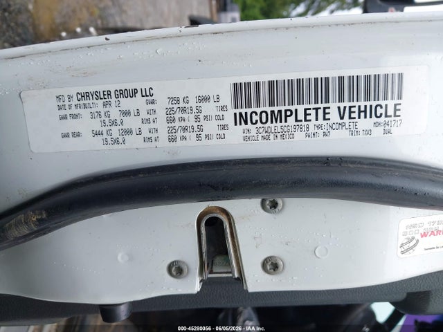 2012 Ram 4500 Chassis St/slt/laramie მანქანა იყიდება აუქციონზე, vin: 3C7WDLEL5CG197818, აუქციონის ნომერი: 45280056