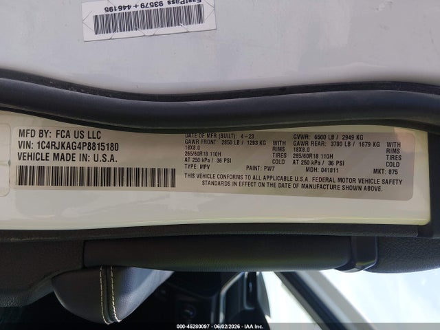 1C4RJKAG4P8815180 Jeep Grand Cherokee L Laredo 4x4