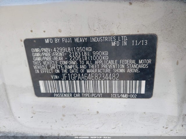 Aukcja sprzedaży 2014 Subaru Impreza 2.0i, vin: JF1GPAA64E8234482, numer aukcji: 45280099